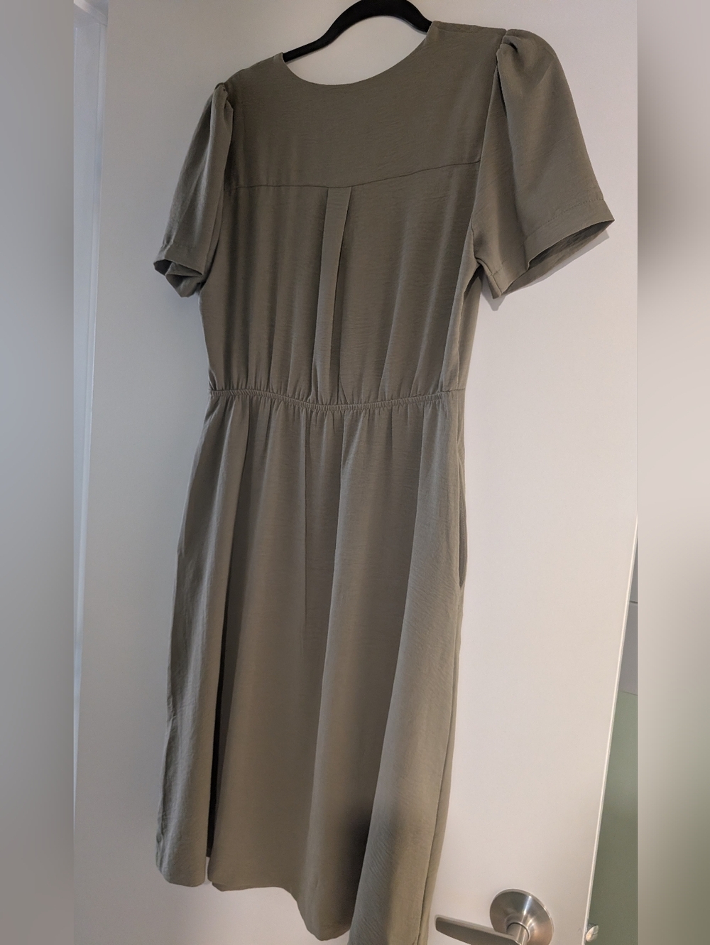 Olive Green Button Down Dress - Picture 3 of 3